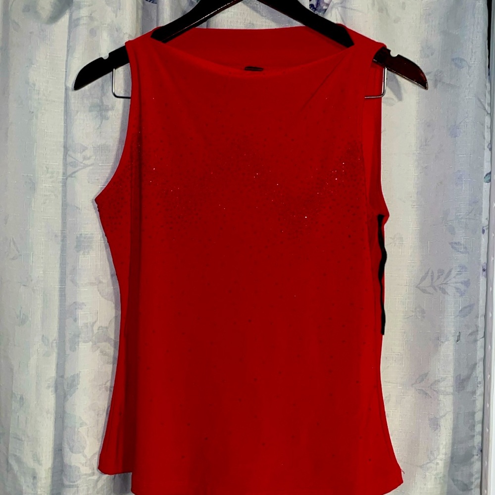 Red blouse with beaded design